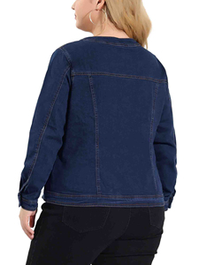 El más nuevo estilo 2025, ropa de mujer, chaquetas para niñas, abrigos para mujer, chaqueta vaquera de manga larga de talla grande sin cuello, servicio OEM - Product Image 2