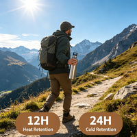 Bouteille d'eau isotherme à grande ouverture en acier inoxydable 304 de 750 ml (24 oz) – Grande capacité pour les sports de plein air et la salle de sport