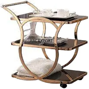 Black Luxury Colored With 3 Layer Antique Modern Unique Designing Stylish Ware Antique Designer Serving Trolley