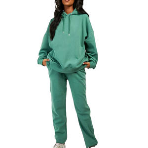 Conjunto de dos piezas de chándal informal con logotipo personalizado OEM, Sudadera con capucha en blanco y chándal de salón para mujer, conjunto de dos piezas para mujer, pantalones de chándal para correr - Product Image 1