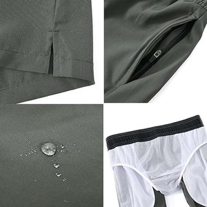 Pantalones cortos deportivos con estampado personalizado para hombre, ropa de poliéster deportiva holgada de verano con cordón para gimnasio, estilo informal con estampado ecológico - Product Image 5