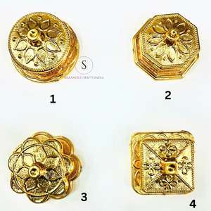 Templo indio Kumkum Sindoor Box elaborado con oro polaco Unique Rare Home Decor Sindoor Kumkum Box - Product Image 1