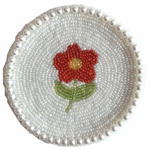 Posavasos bordado con cuentas de semillas con patrones personalizados Posavasos bordado con cuentas de semillas de lujo para decoración del hogar de la India - Product Image 2