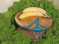 Plateau de service rustique en bois et résine époxy, fait main, motif personnalisé, plateau décoratif pour charcuterie et petit-déjeuner, modèle SH-1281
