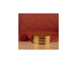 Caja contenedora de almacenamiento martillado de metal de latón más vendida, fiambrera redonda, precio con descuento Chapado en latón - Product Image 1
