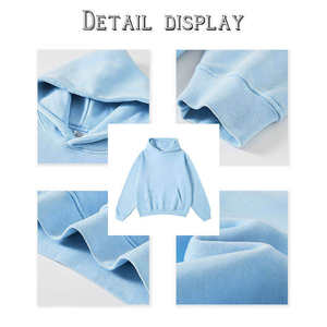 Sweat à capuche Hip Hop en molleton de coton épais tricoté, anti-plis, coupe oversize, uni, hiver, vintage, délavé à l'acide, avec logo personnalisé - Product Image 6