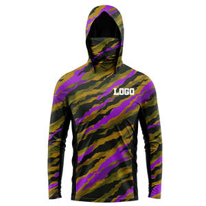 Venta al por mayor personalizado impreso 100% poliéster secado rápido protección UV ropa UPF50 + hombres mujeres pesca camisas con capucha - Product Image 3