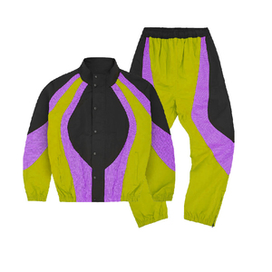 Chaqueta de chándal cortavientos deportiva de nailon personalizada, ropa de calle ligera de fútbol en blanco con bloques de colores, estampado de talla grande Unisex - Product Image 5