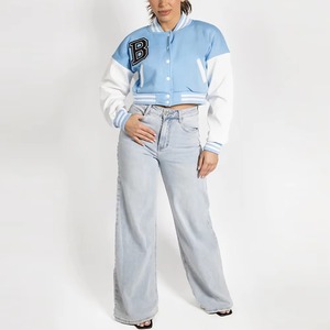 Vestes pour femmes pour l'hiver Logo personnalisé Baseball Veste universitaire de haute qualité pour femmes Vestes universitaires d'automne Couleur noir et blanc - Product Image 3