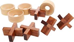 Jeu de société en bois Tic-Tac-Toe Jeu de morpion en bois, petit jeu de voyage avec pièces fixes - Product Image 3
