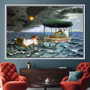 Decoración de pared Seascape de Dominique Appia - Obra de arte surrealista famosa impresa en lienzo, 1P: Enmarcado en blanco - Product Image 1