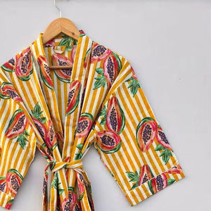 ชุดกิโมโนลายดอกไม้ผ้าฝ้ายพิมพ์ลายดอกเดซี่สีเขียวขาวเดซี่เสื้อคลุมอาบน้ำน้ำหนักเบาสำหรับฤดูร้อนชุดอยู่บ้านสปานุ่มซักได้ตามธรรมชาติ - Product Image 3