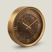 Jam Dinding Logam Nautikal AK Brass dengan Gaya Antik Warna Coklat & Emas, Tampilan Jarum, Mesin Quartz untuk Ruang Tamu