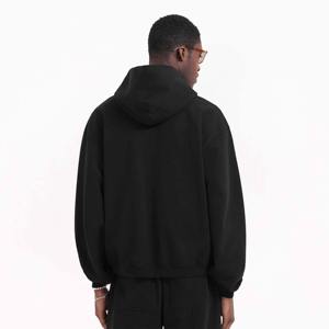 Vente directe d'usine, meilleur design, sweat à capuche zippé pour homme, basique, coton mélangé, surdimensionné, lourd, sweat à capuche entièrement zippé, logo personnalisé - Product Image 3