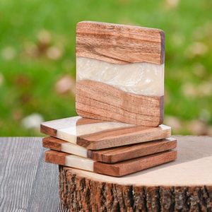 Posavasos de resina de madera para Decoración de mesa, posavasos de madera para bebidas, decoración del hogar - Product Image 1