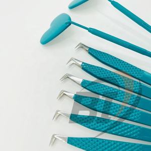 Pinzas de extensión de pestañas de acero inoxidable profesionales de alta calidad personalizadas punta puntiaguda recubrimiento de Color personalizado etiqueta privada - Product Image 2