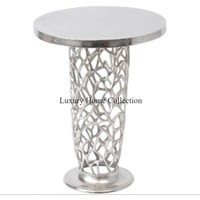Feuille florale Designer métal décoratif fin et table d'appoint couleur argent brillant poli nickelé à la main concepteur fournitures