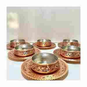 Soporte de metal para tazón de mezcla de olla de cobre de 2 litros de alta calidad para acampar Exportado India Cuenco de cobre de nueva apariencia a un precio razonable - Product Image 3