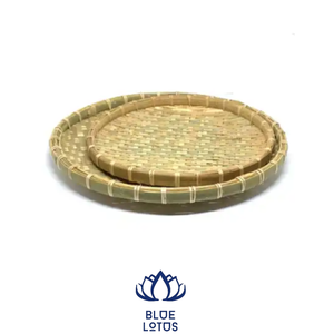 Panier rond et plat en bambou pour le vannage-Panier de rangement en bambou à bas prix pour la décoration de Lotus bleu - Product Image 2