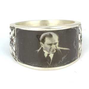 Bague en argent sterling 925 pour homme avec photo de Kemal Atatrk, bijoux culturels de collection - Product Image 5