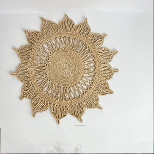 เสื่อปูโต๊ะทำจากหญ้าทะเลเสื่อปูโต๊ะน้ำผักตบชวาวัสดุธรรมชาติใหม่อินเดียสำหรับตกแต่งเทศกาลงานหัตถกรรมขายส่ง - Product Image 5