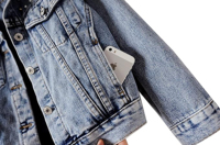 Blouson en Jean Court Femme Brodé de Rivets et de Perles