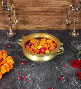 Cuenco decorativo de latón puro elegante Frutero de Metal hecho a mano para centro de mesa de sala de estar y decoración de mesa - Product Image 1