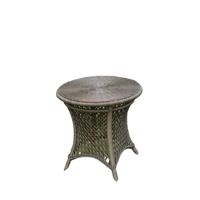 Chaise longue de jardin en rotin tressé d'extérieur avec table d'appoint
