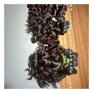 Vente en gros d'extensions de cheveux humains Remy indiens bruts non traités, faisceaux alignés de cuticules bouclées de bébé vierge du vendeur - Product Image 1