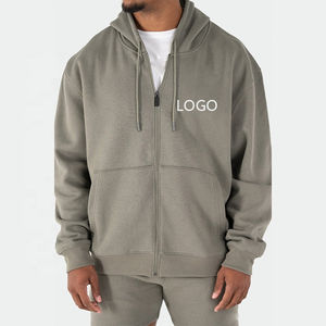 Sweat à capuche zippé intégral pour homme, coupe décontractée, personnalisable, hiver, épais, en coton et polyester, respirant, écologique - Product Image 1