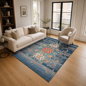 RUGS DEPOT LXDP-0530 Wholesale Charcoal Grey Ethnic Kilim Digital Printed Machine Washable Chenille Area Rug Non <b>Slip</b> - Product Image 2