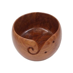 Wooden Decorative Yarn Bowl Handcrafted Portable Wool Yarn Holder For Knitting Design 1