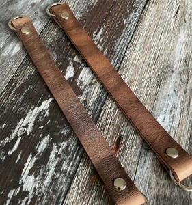 Antique <b>Brown</b> Leather Curtain <b>Tie</b> Back Single Fixings , Leather Curtain <b>Ties</b>, Leather Tieback Holder - Product Image 2