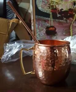Vente chaude personnalisée bière Cocktail Moscou Mule tasse avec décapsuleur pailles fête marteau cuivre et acier inoxydable Bar accessoires - Product Image 4