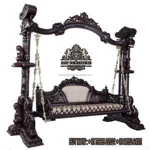 Columpio de Pilar Jali tallado a mano completo para sala de estar Columpio de madera antiguo hecho a mano para el hogar Columpio tallado a mano tradicional EE. UU. - Product Image 2