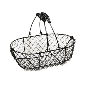 Canasta Ovalada de Alambre Metálico Marrón de la Mejor Calidad con Asa de Madera, Almacenamiento de Alambre de Hierro y Exhibición Decorativa en Oferta - Product Image 6