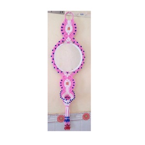 Macramé de forma cuadrada moderna, espejo grande montado en la pared, acabado Natural moderno, decoración navideña para sala de estar, decoración del hogar - Product Image 5