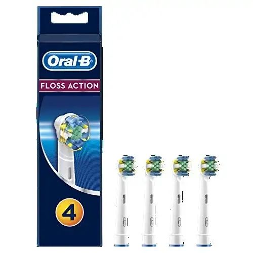 Tête de brosse à dents électrique Oral-B Floss Action avec technologie CleanMaximiser, pour le retrait, lot de 4 têtes de brosse à dents, blanc