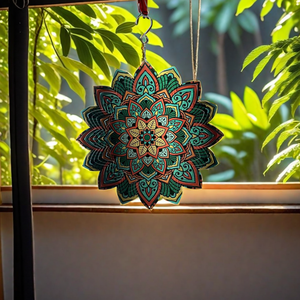Moulin à vent artisanal en acier inoxydable, motif mandala rayonnant, design Art Déco, diamètre 12 pouces, pour jardin extérieur - Product Image 2