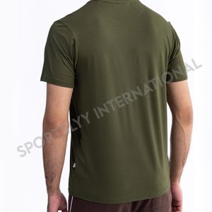 เสื้อยืดผู้ชายคุณภาพสูง สวมใส่สบาย ทรงปกติ แขนสั้น ไม่เป็นขุย รับสกรีนโลโก้ด้านหน้า - Product Image 2