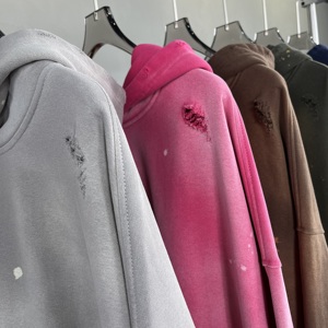 Conjuntos de Sudadera con Capucha y Pantalones de Forro Polar para Hombre, Lavado Ácido, Transpirable, Secado Rápido, Estilo Vintage Desgastado - Product Image 2