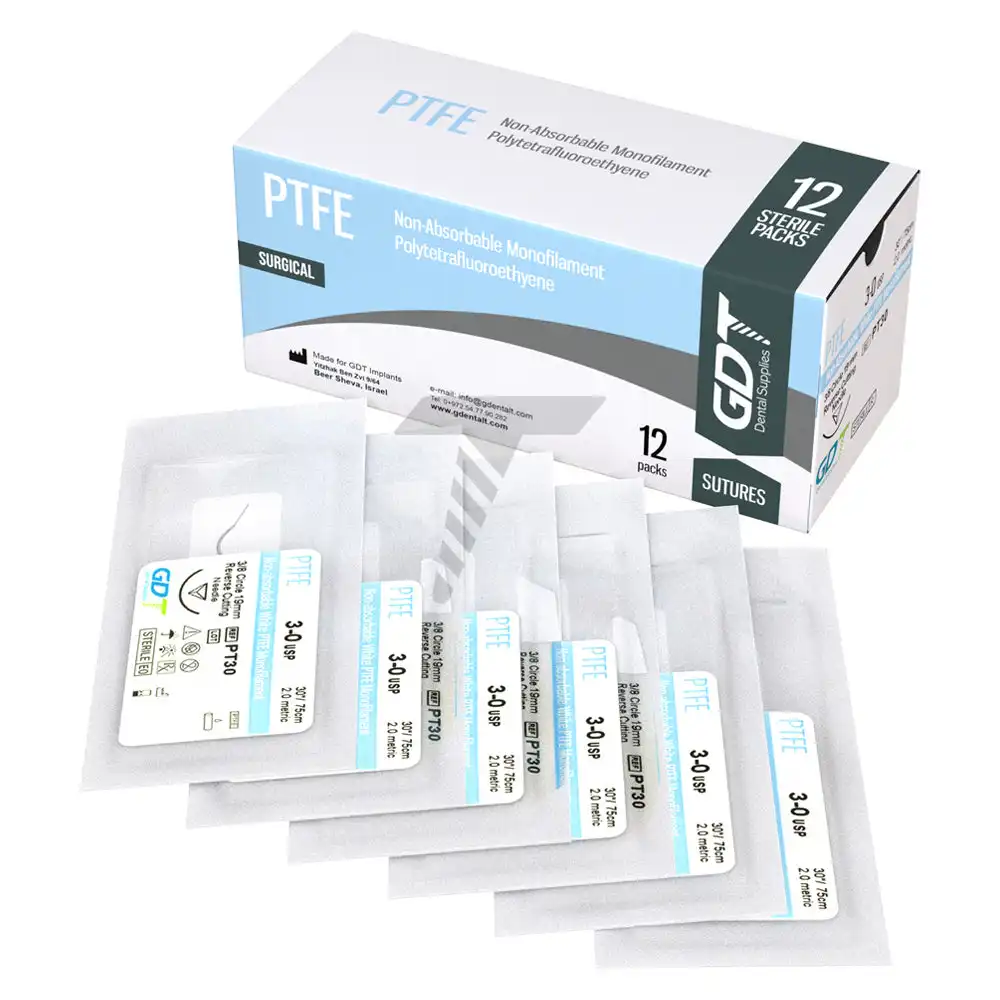 Cerrahi Monofilament politetrafloroetilen PTFE sütür, her paket içerir-12 paket PTFE sütür + iğne ile kutu