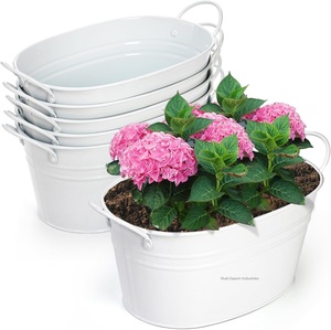 Macetas de flores de Metal de forma ovalada con asas para el hogar, jardín, Patio, macetas decorativas con flores frescas, artesanías - Product Image 1