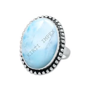Bagues personnalisées en pierres précieuses de Larimar simple en argent sterling S925 Meilleur prix d'usine Vente en gros de bijoux fins de mariage en Inde - Product Image 2