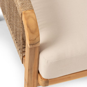 Sofas modulaires sectionnels de jardin en teck d'extérieur en forme de L avec corde - Product Image 6