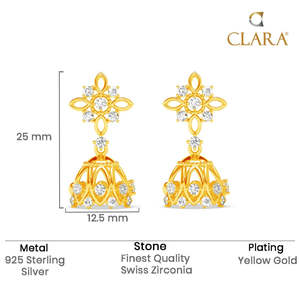 Boucles d'oreilles Jhumki et Jhumka en argent 925 de qualité supérieure avec diamants et zircons, breloques religieuses pour femmes, idéales pour les fêtes - Product Image 5