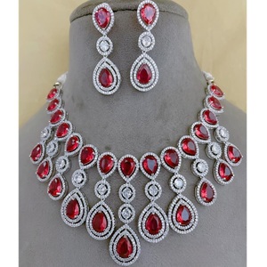 Impresionante conjunto de collar de circón brillante de lujo de excelente calidad con pendientes para boda, ropa de fiesta de compromiso para mujer - Product Image 1