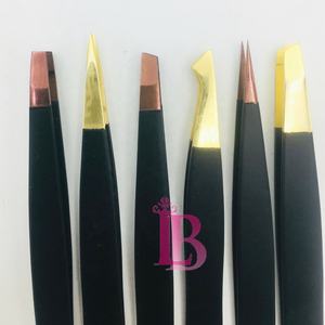 En gros : Pinces à sourcils, Ciseaux à ongles à ressort à pointe dorée, Pinces à cils avec impression sur papier, Ensemble de pinces à logo personnalisé gratuit - Offre Expo de Mars - Product Image 4