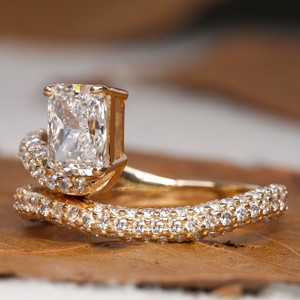 Bague de mariage en or 14K personnalisée pour GIA IGI Certified Lab Grown Radiant Cut Classic Personnalisé Engagement pour les fêtes - Product Image 2