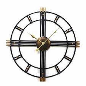 Hot Sale Iron Black Metal Round Shape Living Room Silent Sleep Quartz Movement Home Decorative <b>Clock</b> Gift <b>Clock</b> - Product Image 1